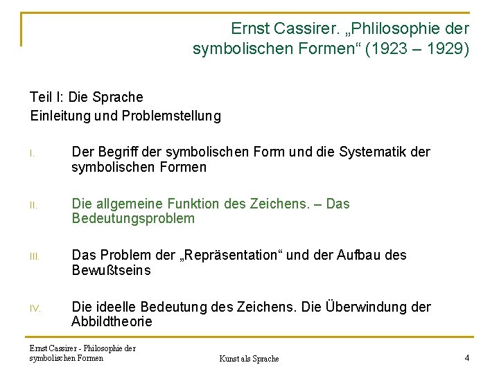 Ernst Cassirer. „Phlilosophie der symbolischen Formen“ (1923 – 1929) Teil I: Die Sprache Einleitung