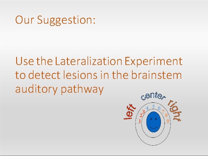 Our Suggestion: Use the Lateralization Experiment to detect lesions in the brainstem auditory pathway