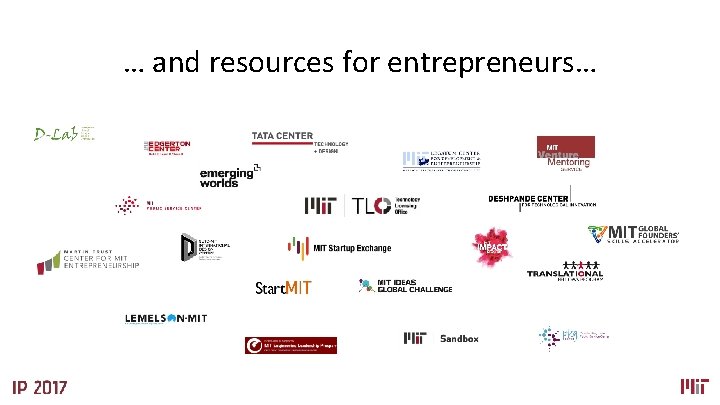 … and resources for entrepreneurs… 