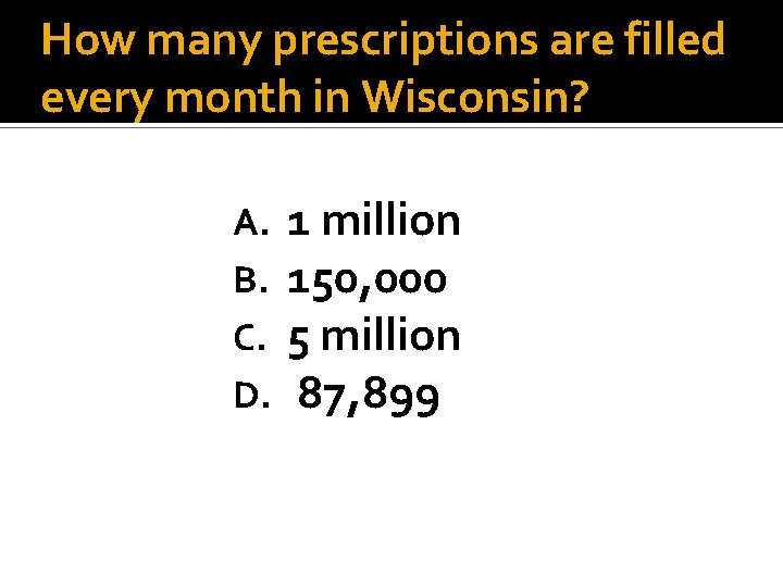 How many prescriptions are filled every month in Wisconsin? A. B. C. D. 1