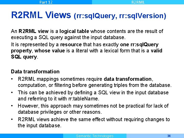 Part 12 R 2 RML Views (rr: sql. Query, rr: sql. Version) An R