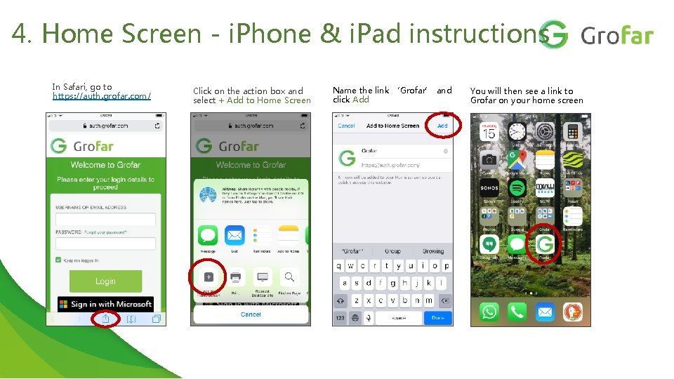 4. Home Screen - i. Phone & i. Pad instructions In Safari, go to