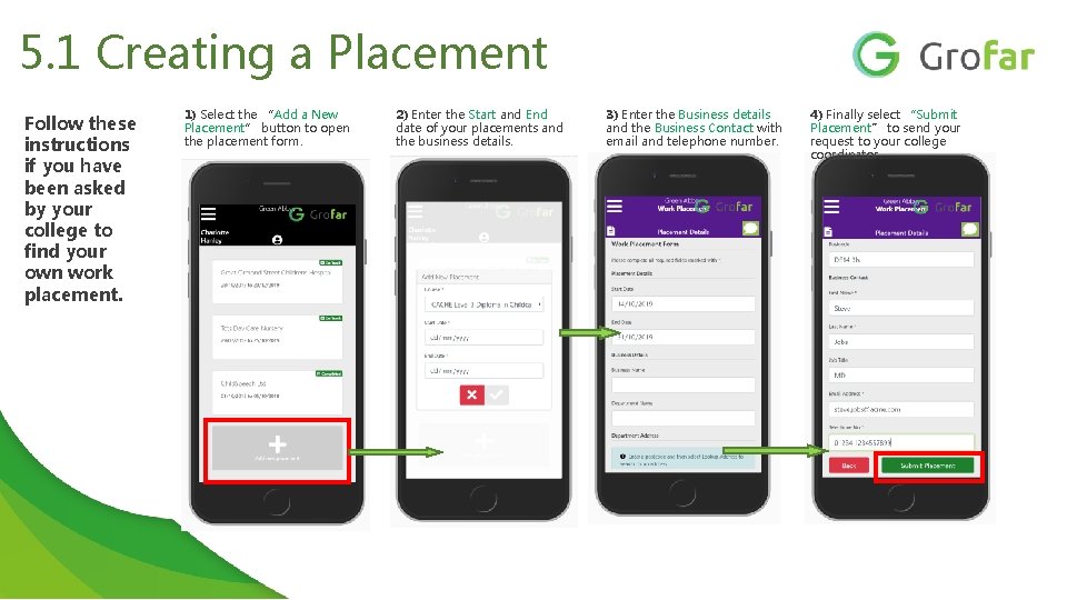 5. 1 Creating a Placement Follow these instructions if you have been asked by