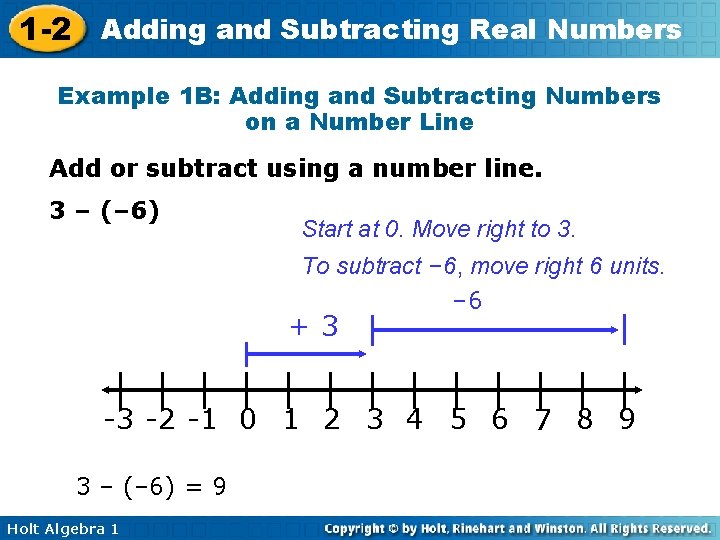 1 -2 Adding and Subtracting Real Numbers Example 1 B: Adding and Subtracting Numbers