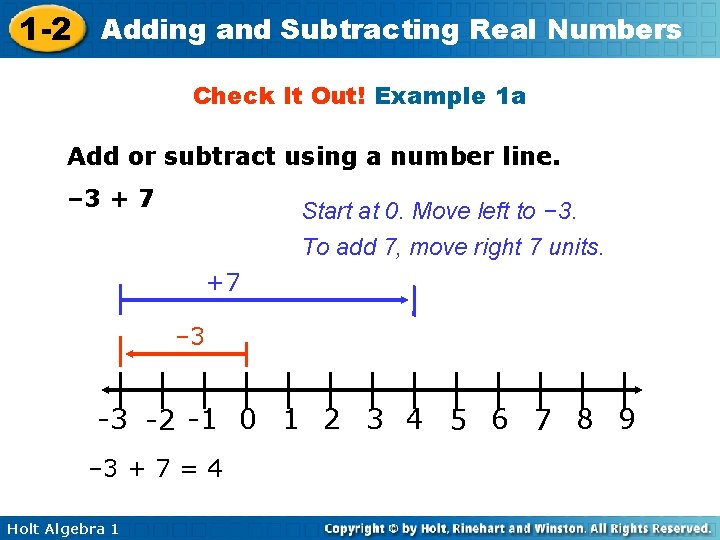 1 -2 Adding and Subtracting Real Numbers Check It Out! Example 1 a Add