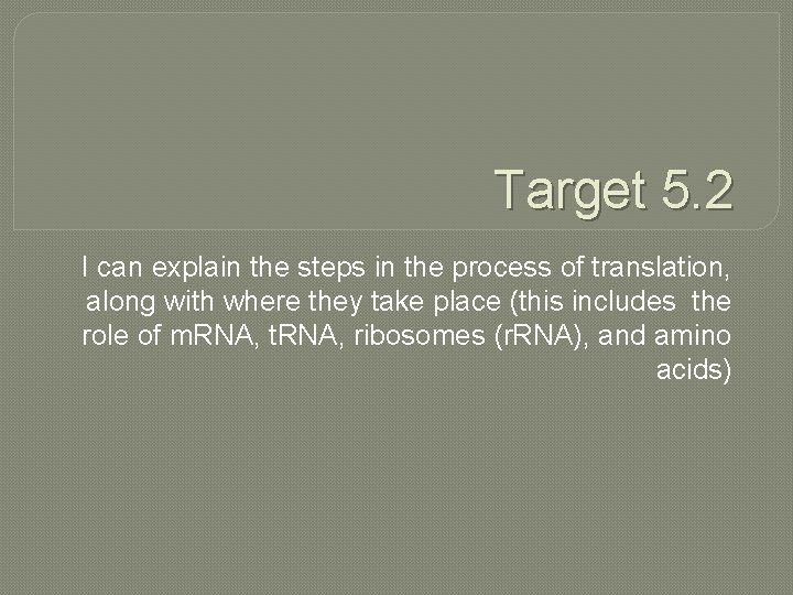 Target 5. 2 I can explain the steps in the process of translation, along