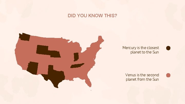 DID YOU KNOW THIS? Mercury is the closest planet to the Sun Venus is
