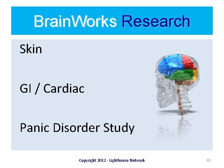 Brain. Works Research Skin GI / Cardiac Panic Disorder Study Copyright 2012 - Lighthouse