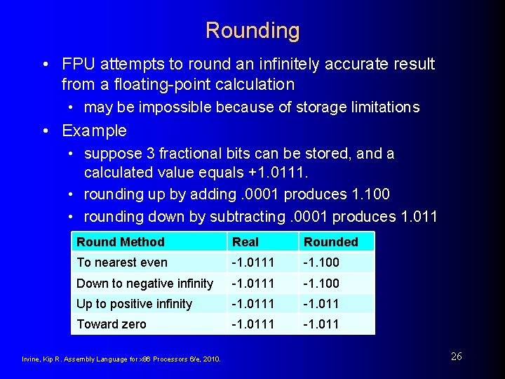 Rounding • FPU attempts to round an infinitely accurate result from a floating-point calculation