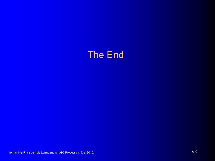 The End Irvine, Kip R. Assembly Language for x 86 Processors 7/e, 2015. 68