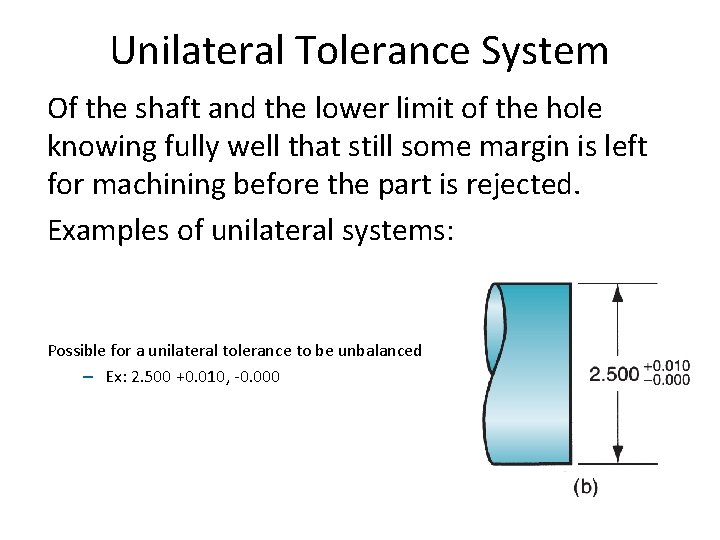 Unilateral Tolerance System Of the shaft and the lower limit of the hole knowing