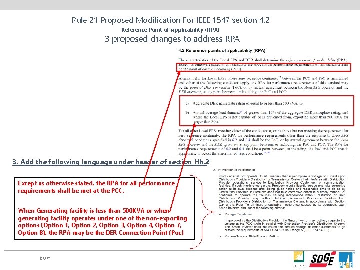 Rule 21 Proposed Modification For IEEE 1547 section 4. 2 Reference Point of Applicability