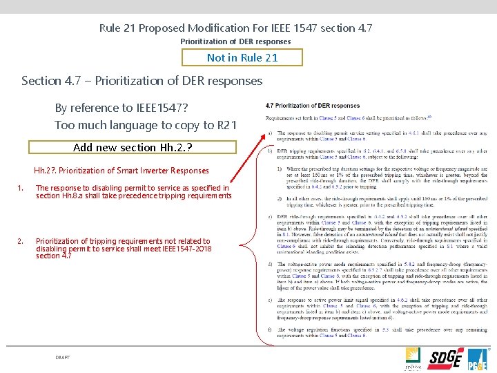 Rule 21 Proposed Modification For IEEE 1547 section 4. 7 Prioritization of DER responses