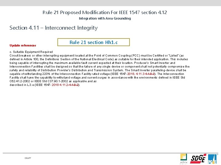 Rule 21 Proposed Modification For IEEE 1547 section 4. 12 Integration with Area Grounding