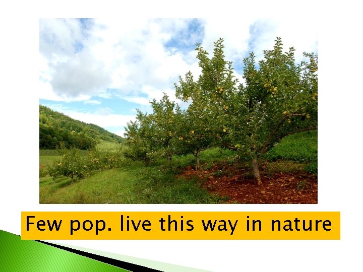 Few pop. live this way in nature 