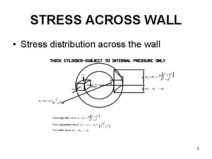 STRESS ACROSS WALL • Stress distribution across the wall 6 