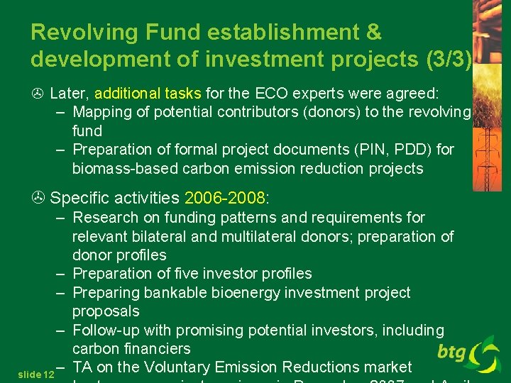 Revolving Fund establishment & development of investment projects (3/3) > Later, additional tasks for