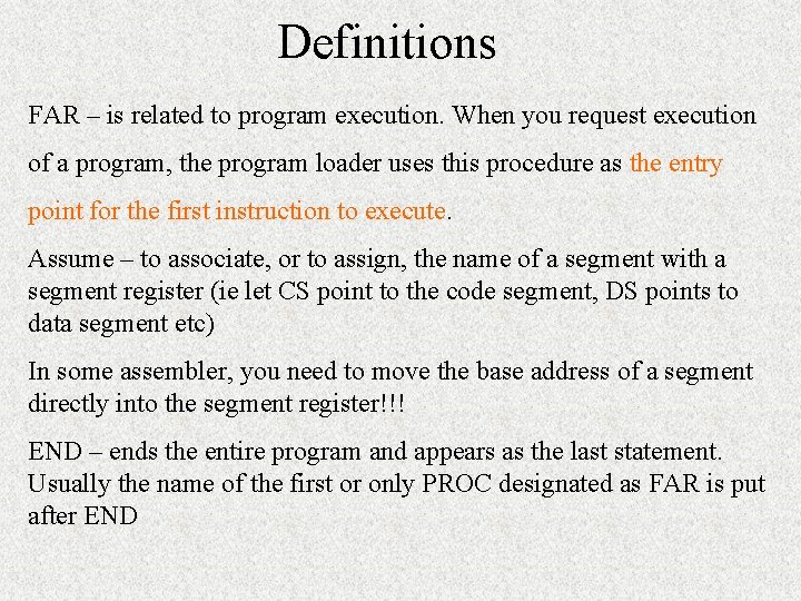 Definitions FAR – is related to program execution. When you request execution of a Definitions FAR – is related to program execution. When you request execution of a