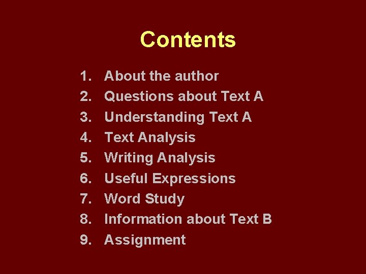 Contents 1. 2. 3. 4. 5. 6. 7. 8. 9. About the author Questions
