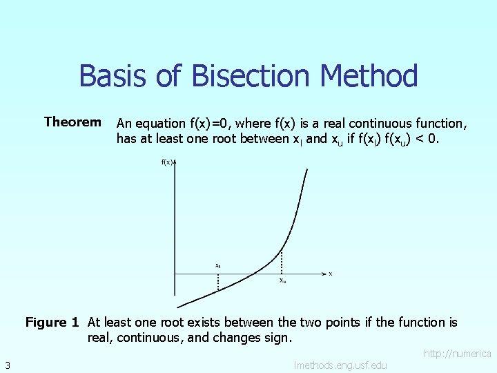 Basis of Bisection Method Theorem An equation f(x)=0, where f(x) is a real continuous