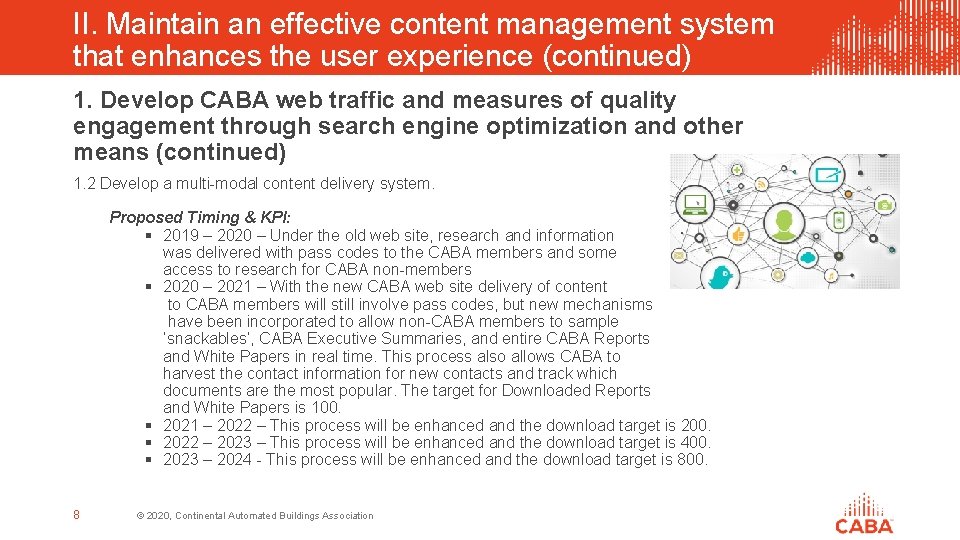 II. Maintain an effective content management system that enhances the user experience (continued) 1.