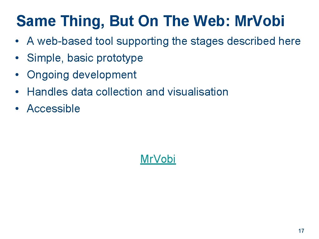 Same Thing, But On The Web: Mr. Vobi • • • A web-based tool