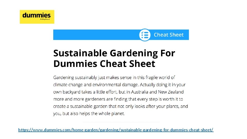 https: //www. dummies. com/home-garden/gardening/sustainable-gardening-for-dummies-cheat-sheet/ 