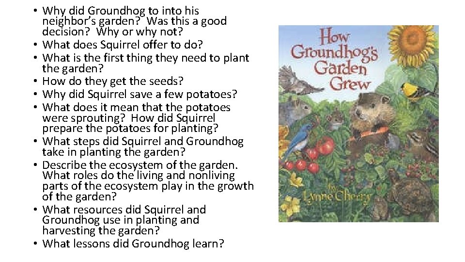  • Why did Groundhog to into his neighbor’s garden? Was this a good