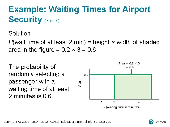 Example: Waiting Times for Airport Security (7 of 7) Solution P(wait time of at