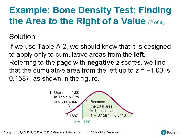 Example: Bone Density Test: Finding the Area to the Right of a Value (2