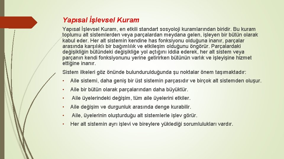 Yapısal İşlevsel Kuram, en etkili standart sosyoloji kuramlarından biridir. Bu kuram toplumu alt sistemlerden