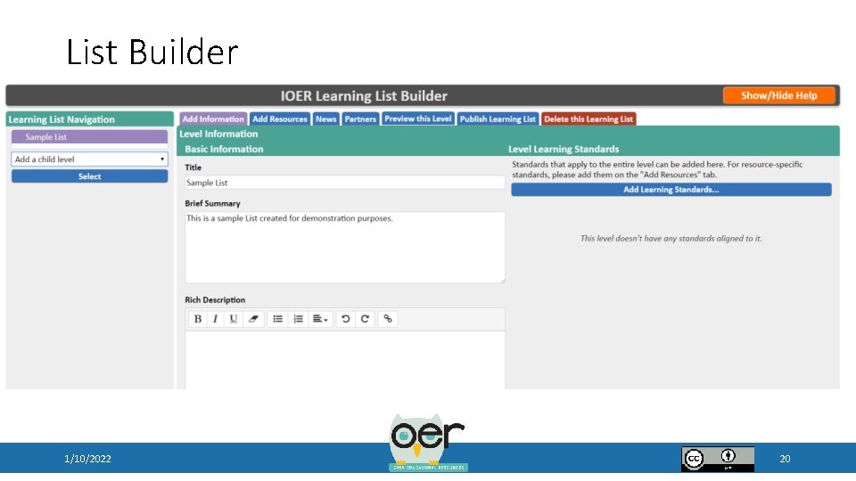List Builder 1/10/2022 20 