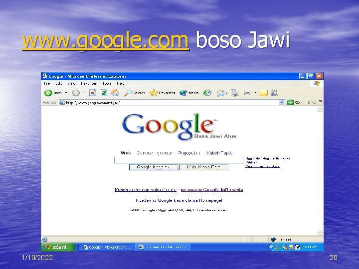 www. google. com boso Jawi 1/10/2022 20 