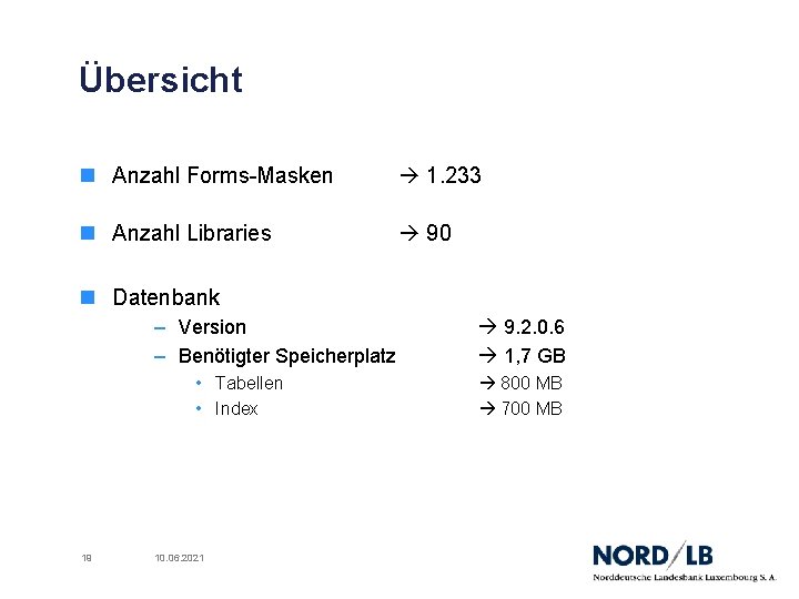 Übersicht n Anzahl Forms-Masken 1. 233 n Anzahl Libraries 90 n Datenbank – Version