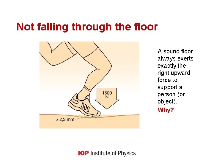 Not falling through the floor A sound floor always exerts exactly the right upward