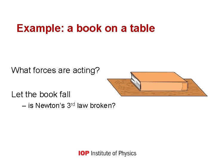 Example: a book on a table What forces are acting? Let the book fall
