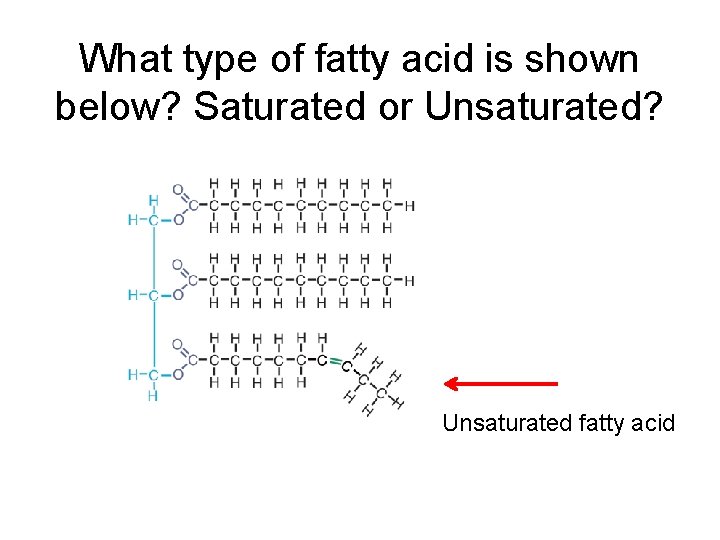 What type of fatty acid is shown below? Saturated or Unsaturated? Unsaturated fatty acid