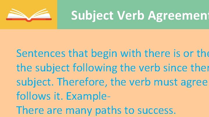 Subject Verb Agreement Sentences that begin with there is or the subject following the