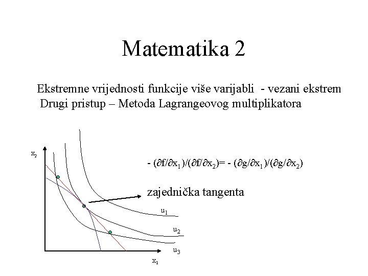 Matematika 2 Ekstremne vrijednosti funkcije više varijabli - vezani ekstrem Drugi pristup – Metoda