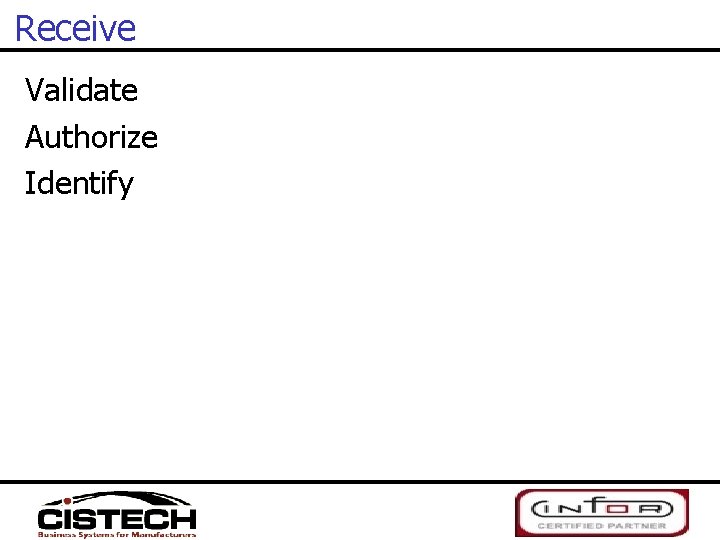Receive Validate Authorize Identify 