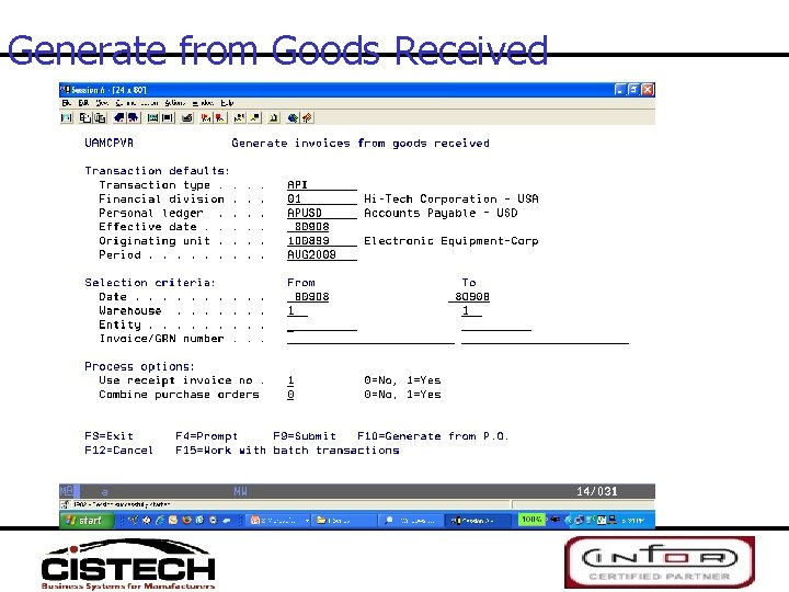 Generate from Goods Received 