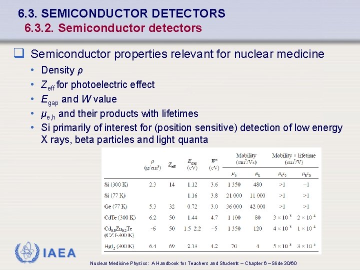 6. 3. SEMICONDUCTOR DETECTORS 6. 3. 2. Semiconductor detectors q Semiconductor properties relevant for