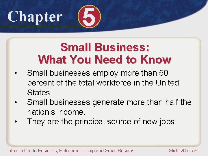 Chapter 5 Small Business: What You Need to Know • • • Small businesses