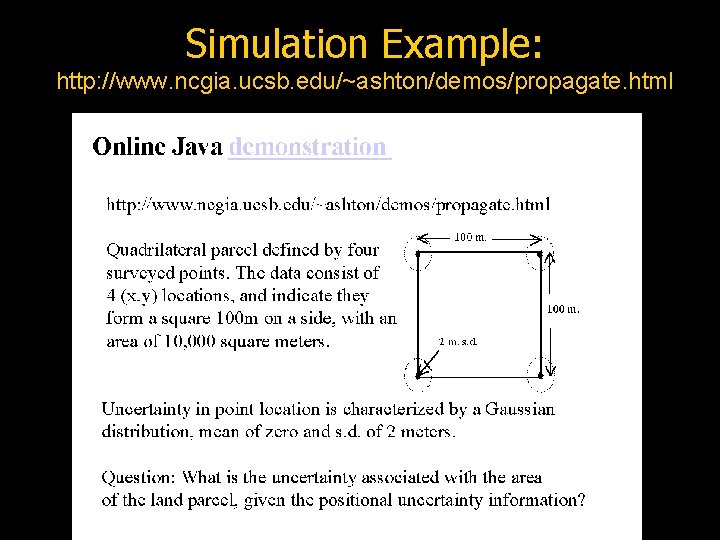 Simulation Example: http: //www. ncgia. ucsb. edu/~ashton/demos/propagate. html 