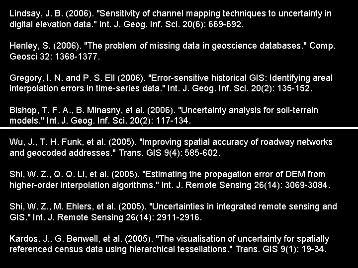 Lindsay, J. B. (2006). "Sensitivity of channel mapping techniques to uncertainty in digital elevation
