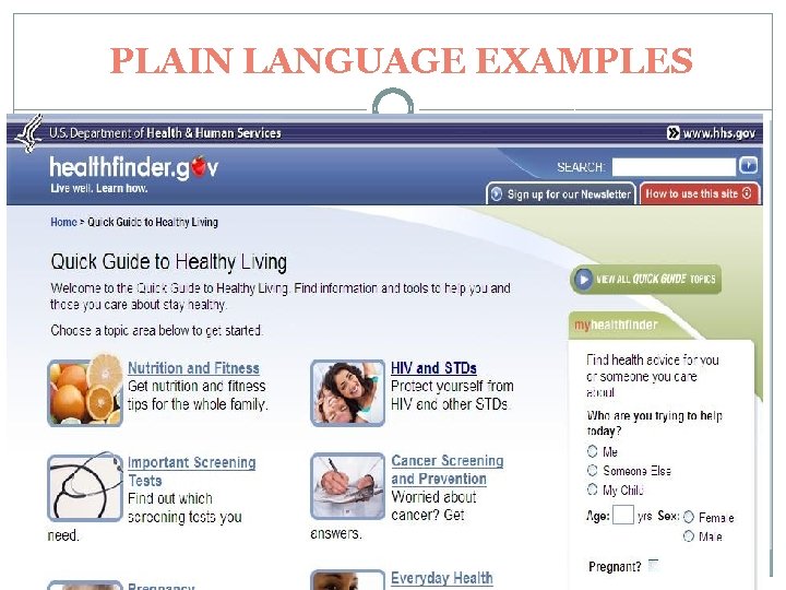 PLAIN LANGUAGE EXAMPLES 
