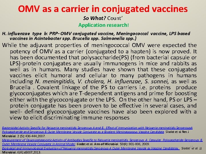 OMV as a carrier in conjugated vaccines So What? Count’ Application research! H. influenzae