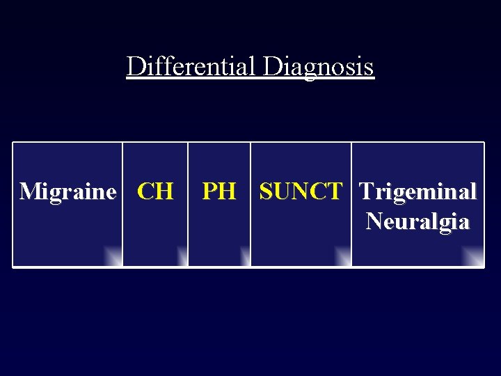 Differential Diagnosis Migraine CH PH SUNCT Trigeminal Neuralgia 