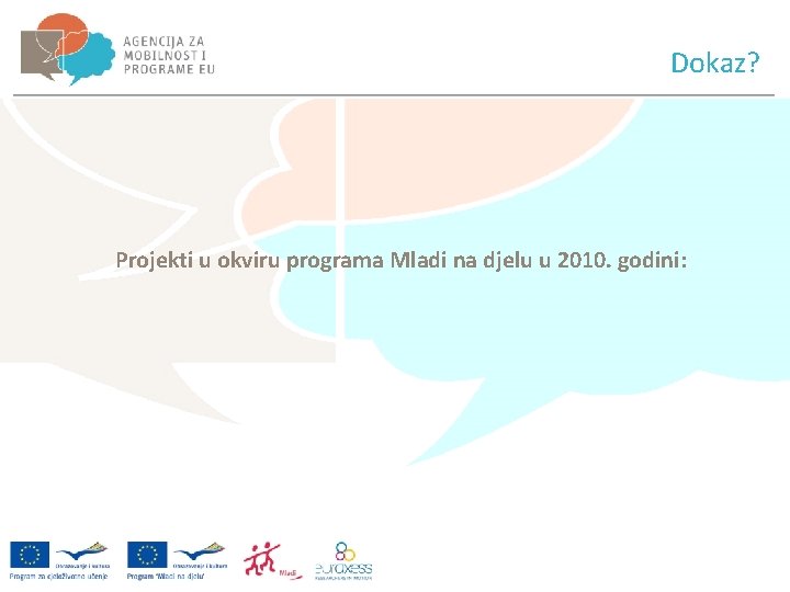 Dokaz? Projekti u okviru programa Mladi na djelu u 2010. godini: 