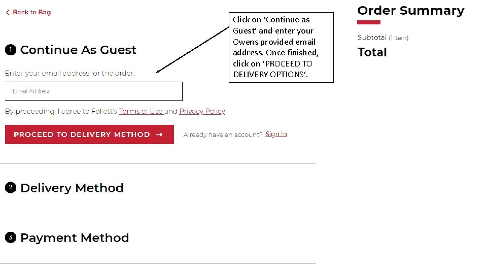 Click on ‘Continue as Guest’ and enter your Owens provided email address. Once finished,
